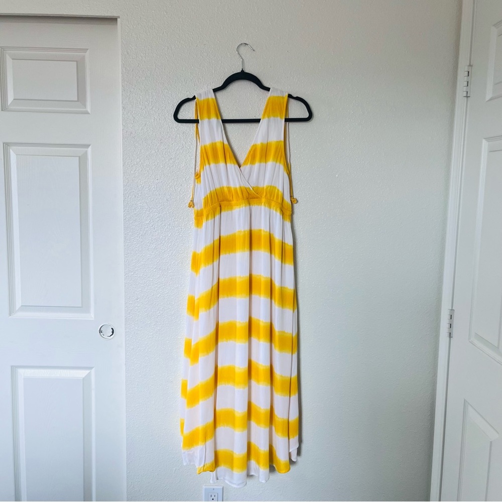 Tommy Bahama Caicos Crinkle Set Sail Striped Maxi Dress Yellow White M - Picture 8 of 9